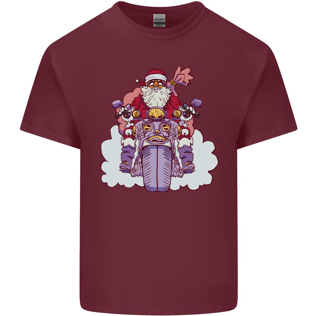 Biker Santa Christmas Motorcycle Motorbike Unisexs Light Cotton TShirt