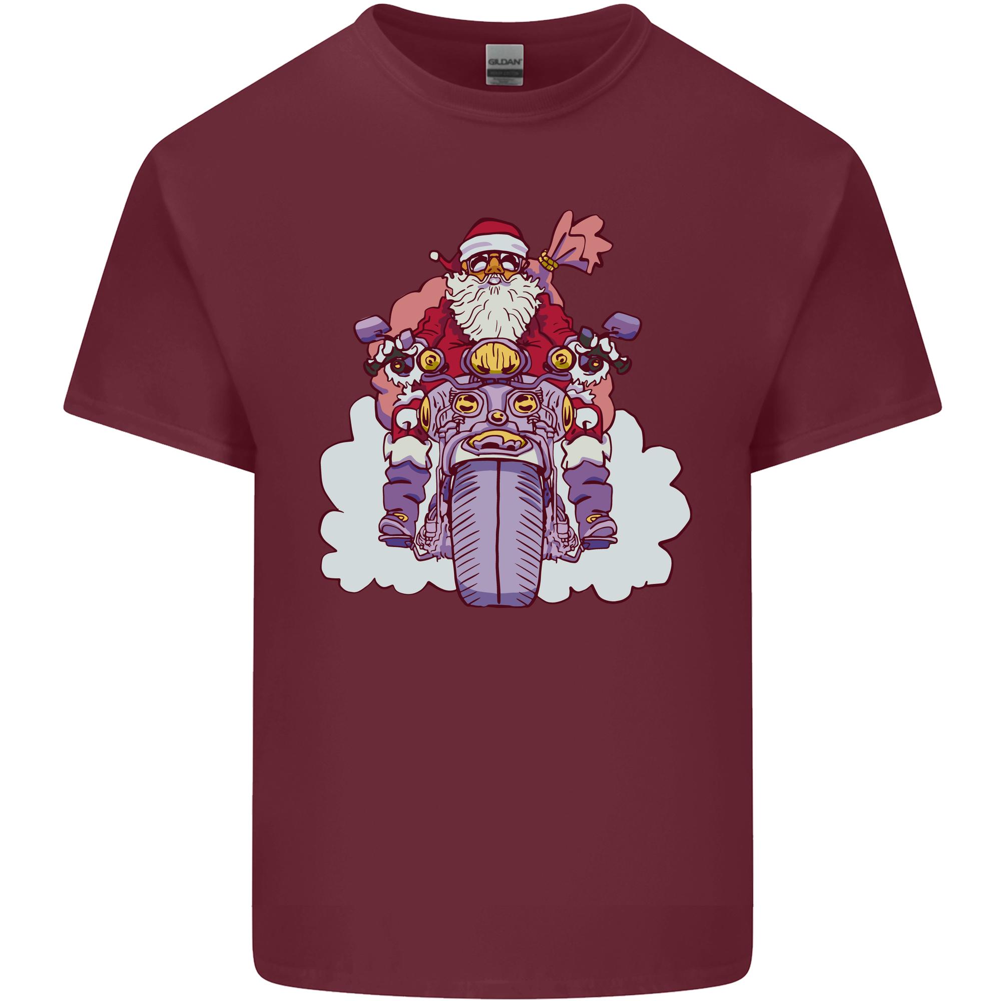 Biker Santa Christmas Motorcycle Motorbike Unisexs Light Cotton TShirt S