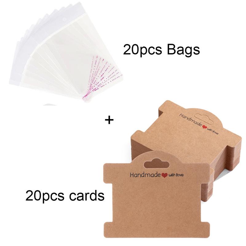 20sets Bracelets Display Cardboard Holders With Self Adhesive OPP Bags Necklace Cards Organizers For Jewelry Packaging Making