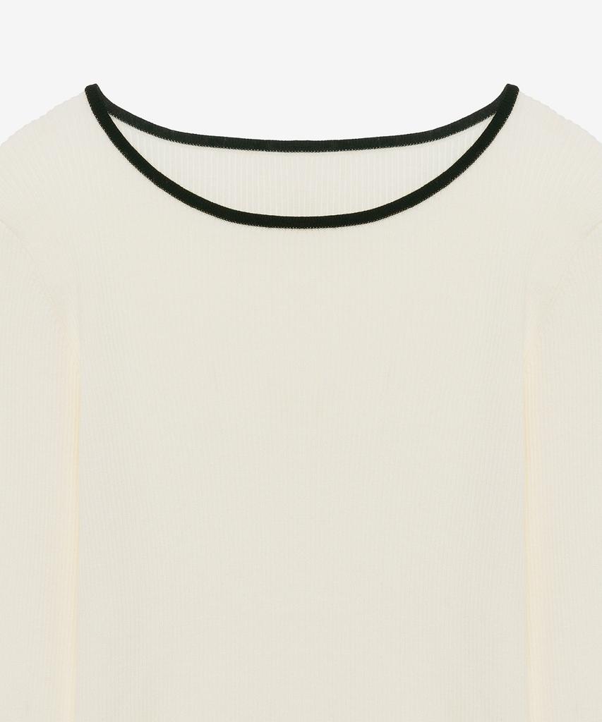 MIND BRIDGE WOMEN [W][Couture] Boat Neck Rib Contrast Slim Fit Knit