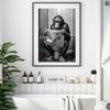 Monkey Sitting On The Toilet Reading Newspaper Funny Animal Bathroom Wall Art Decor Print Toilet Room Humour Poster Home Decor