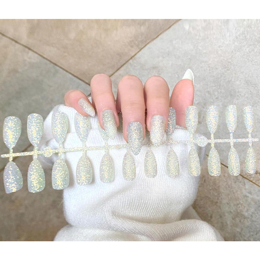 

24 шт./компл. накладные ногти, наклейки для ногтей, блестящие ногти, сделай сам, быстрые ногти белый