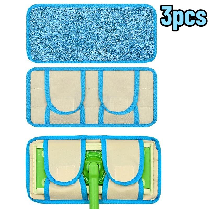 3PCS Mop Pad for Swiffer Sweeper Microfiber Floor Washable Reusable Mop Cloths Wet and Dry Flip Mop Cleaning Tools