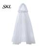 Layered Cosplay Cloak Hooded Mesh for Adults, 2 Layer Sheer Tulle Cape, Witch Costume Gothic Queen Halloween Renaissance Accessories Dark Elf Cape