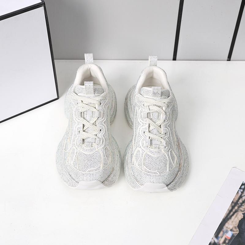 Fashion AIYUQI Women Sneakers Sheepskin 2025 New Rhinestone Rashion Women Flat Casual Shoes Large Size Sneakers For Women