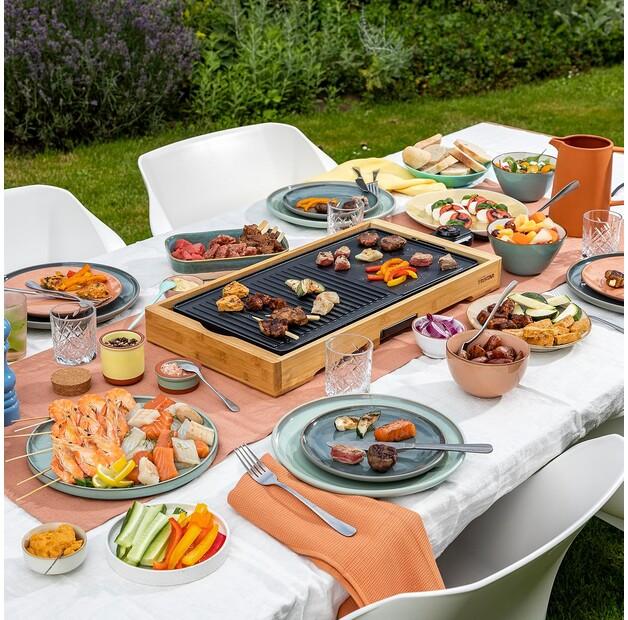 Griglia elettrica Tristar BP-2641 Piastra grill in bambù XL