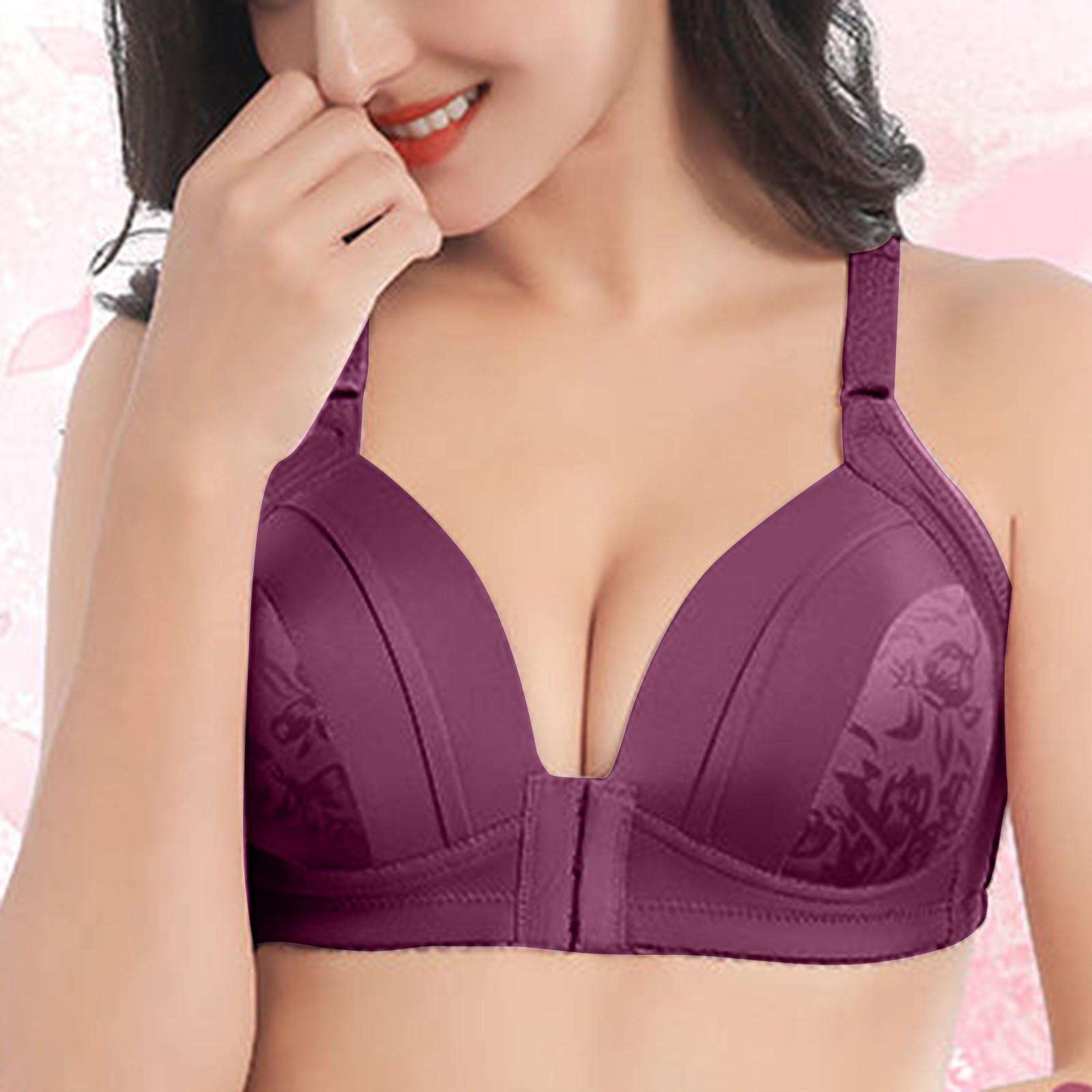 

Женская мода с принтом на передней пуговице и плечевом ремне, нижнее белье, удобный бюстгальтер для сосков XXL фиолетовый