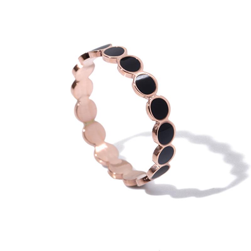 Japanese Minimalist 18k Rose Gold Black Bean Fashion Ring for Women