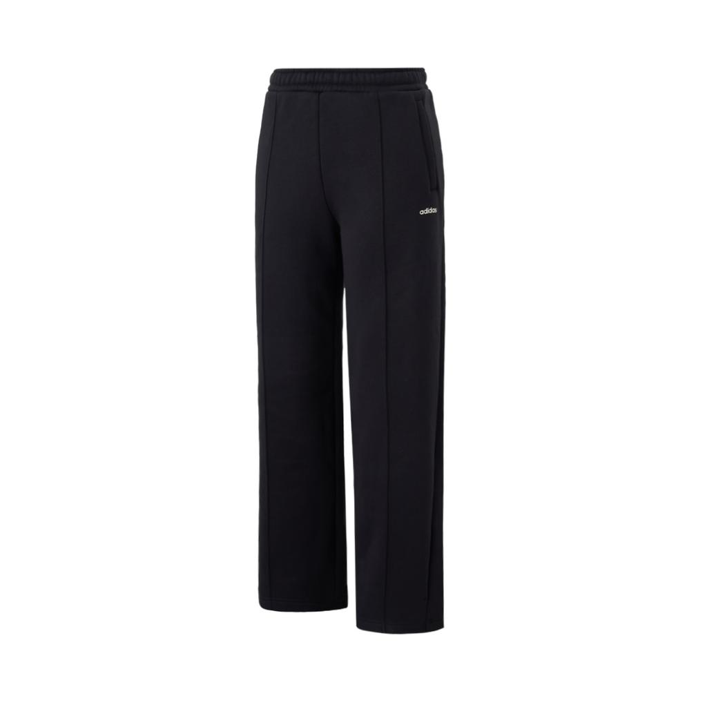 Adidas Loose Comfortable Fleece Lined Knitted Sports Pants Women Bottoms Black JX9407