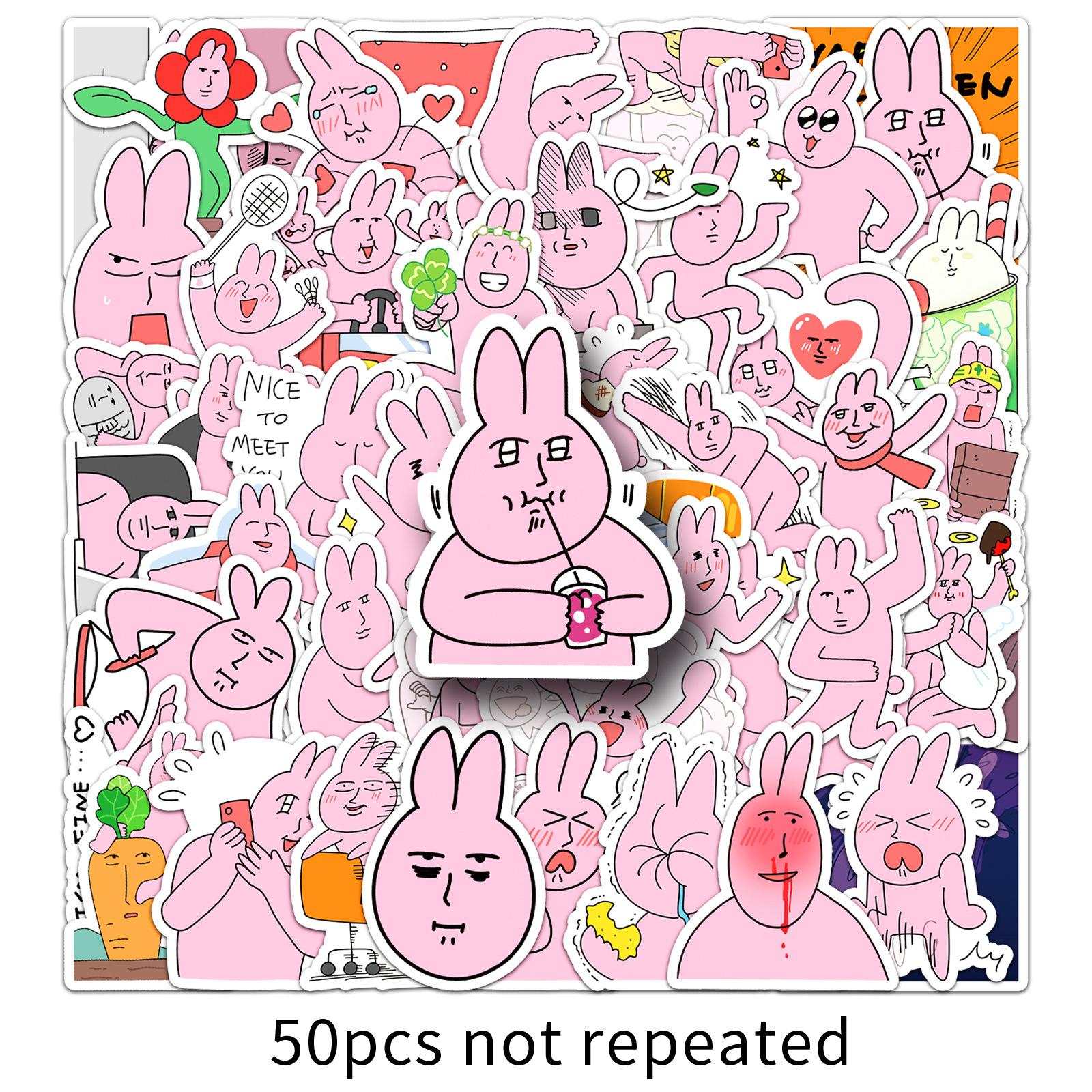 

50 Розовых Наклеек-Дудлов с Кроликами Мультяшные Милые Гуцка Декоративные Чехол для Мобильного Телефона Чемодан Стакан для Воды Креативные Наклейки