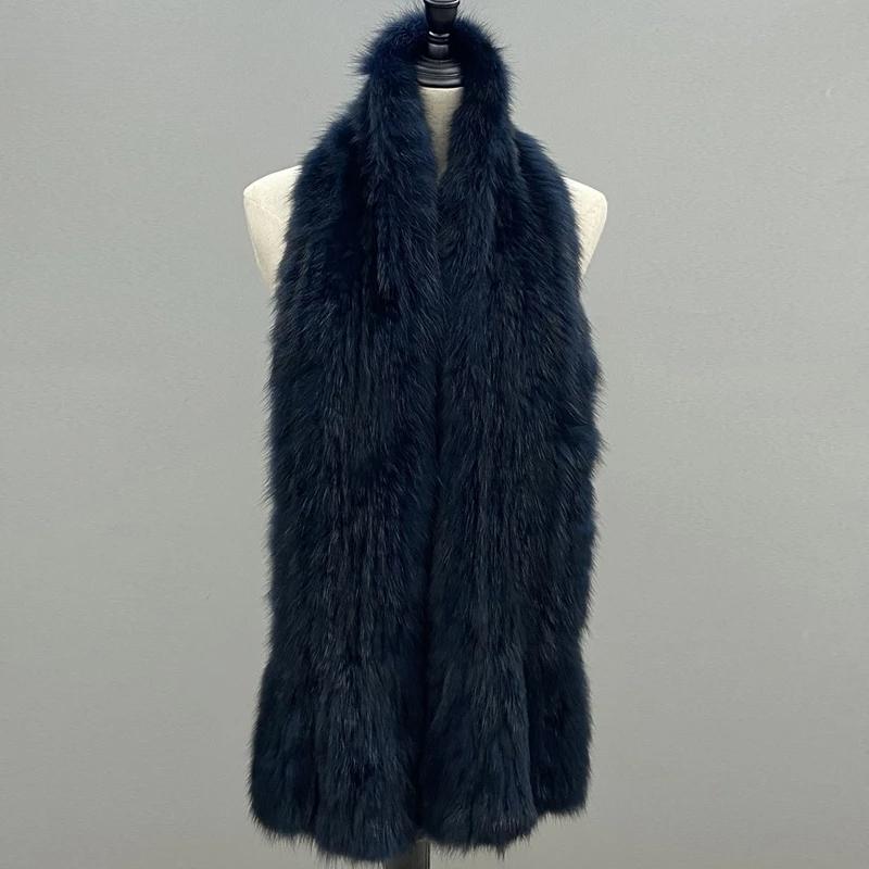 Women Winter Sable Scarf Knitted Natural Fur Shawls Fluffly Female Warm Scarves 78x25cm