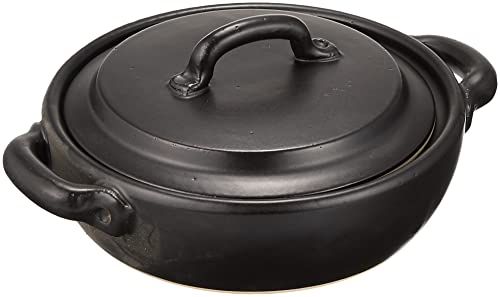 Saji Pottery Earthenware Pot, Black, 14cm, Banko Ware, Small Pot with Heat-Resistant Edges, 33-603