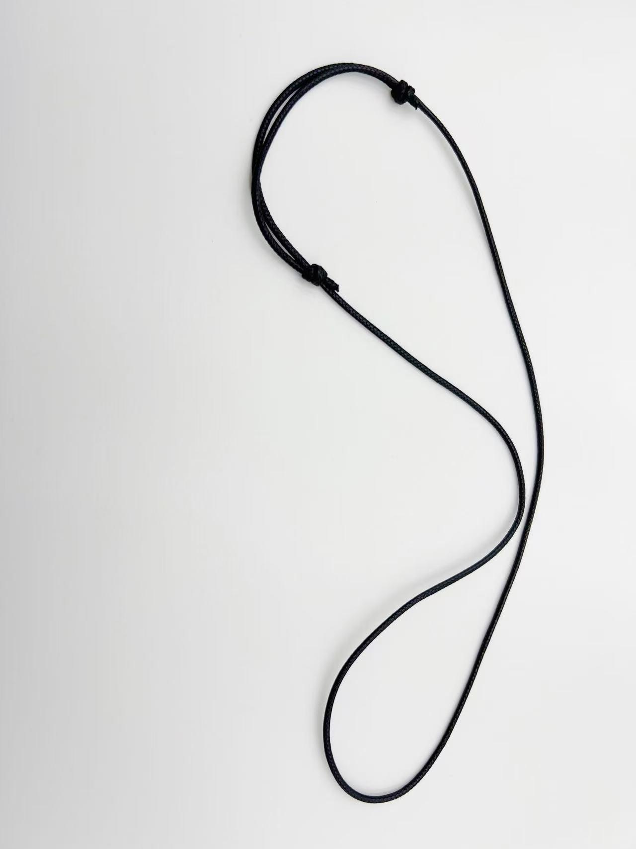 Adjustable Handmade Cotton Necklace with Crystal Jade Pendant - Unisex Korean Style Leather Cord
