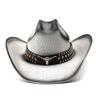 Vintage bull head embellished wide brim straw hat - western cowboy hat for men and women, perfect for vacation and beach