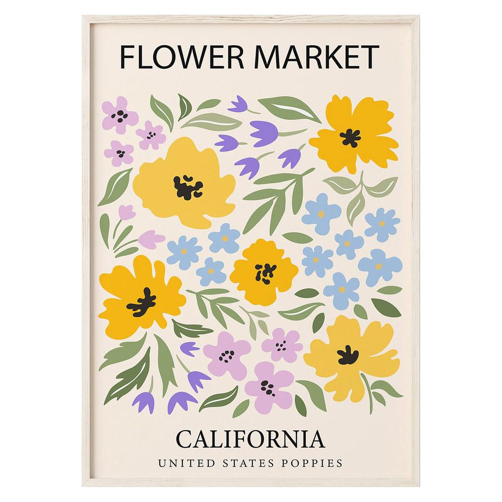 Minimalist Flower Poster Abstract Flower Market Canvas Painting Print Nordic Style Wall Art Picture for Living Room Home Decora