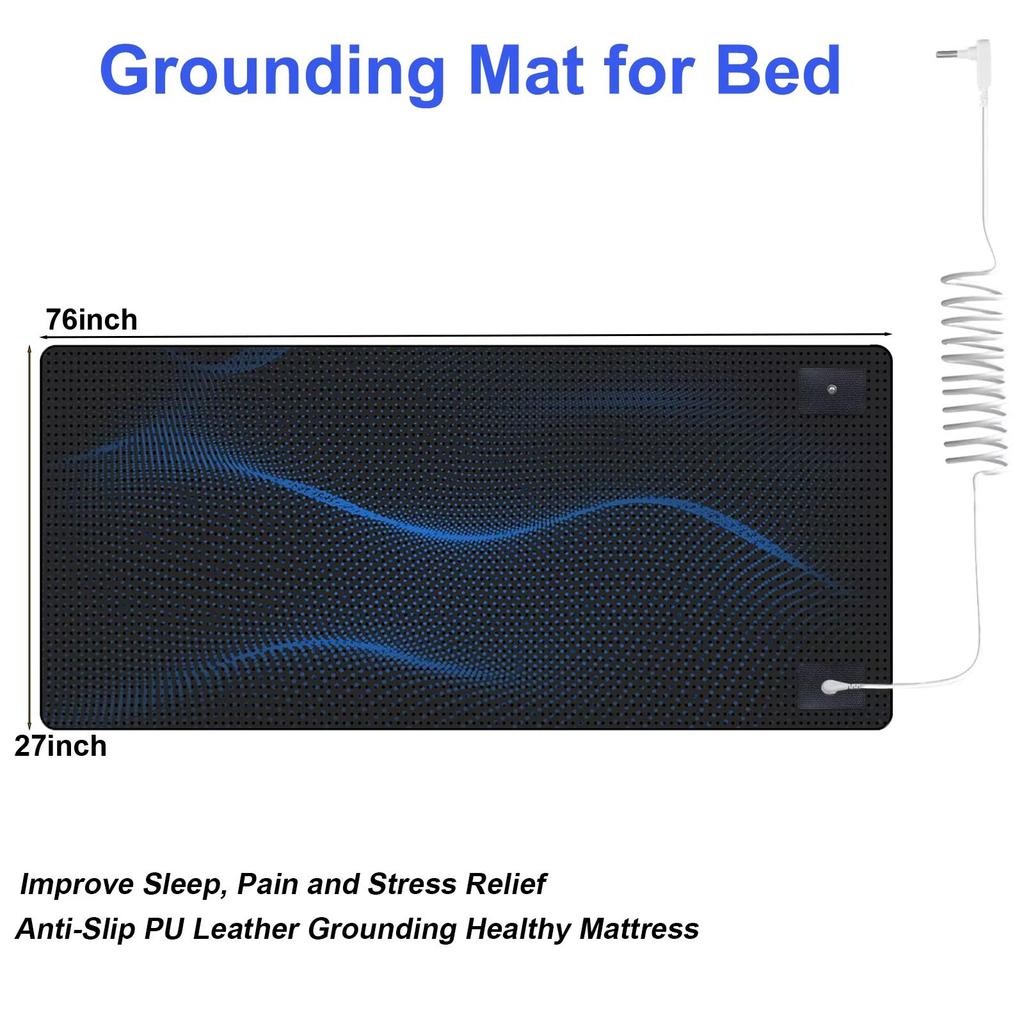 Mata uziemiająca 27×76 cali dla lepszego snu, łagodzenia bólu i redukcji stresu - mata uziemiająca z przewodem uziemiającym, idealna do snu