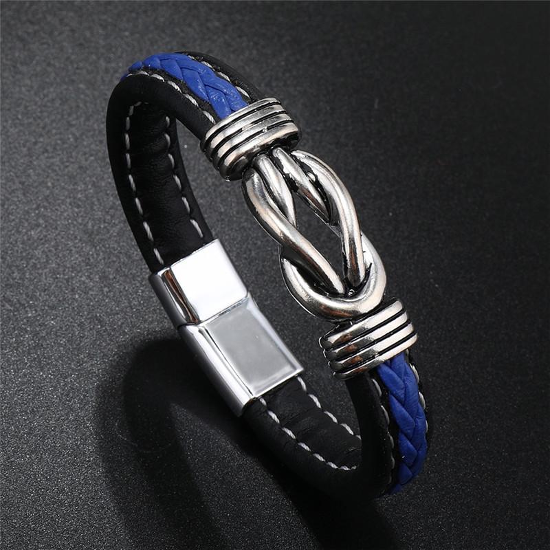 

Single Braided Black Leather Bracelet For Men, Stainless Steel Magnetic Clasp, Unisex Charm, Party Jewelry Gift, High Quality 22.5cm