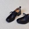 Women's shoes French retro deep cut round toe thick heel British small leather shoes lace up commuting single shoes