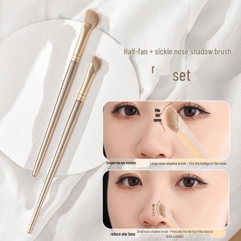 Sickle-Shaped Nose Contour Brush: Half-Fan Slanted Head for Highlighting, Contouring, and Shading. Ideal Small Brush for Beginners.