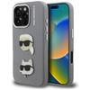 Karl Lagerfeld FW Grained Karl & Choupette Heads Pins Case for iPhone 16 Pro Max Gray