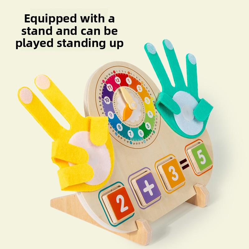 Montessori Toys for Kids Math Manipulatives with Clock Number Blocks Finger Counting Cards Educational Preschool Learning Toys