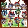 12-teiliges Holz-Weihnachtsbaum- und Hof-Rundkugel-Anhänger-Set