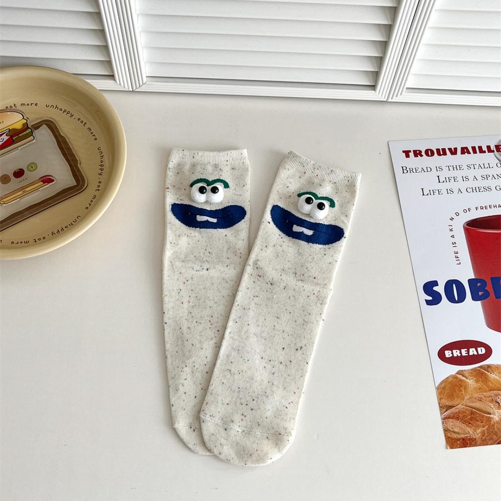 Funny Expression Women's Socks Spring Summer School Students Wearing Cute Cartoon Big Eyes Men Socks Friends Birthday Gifts