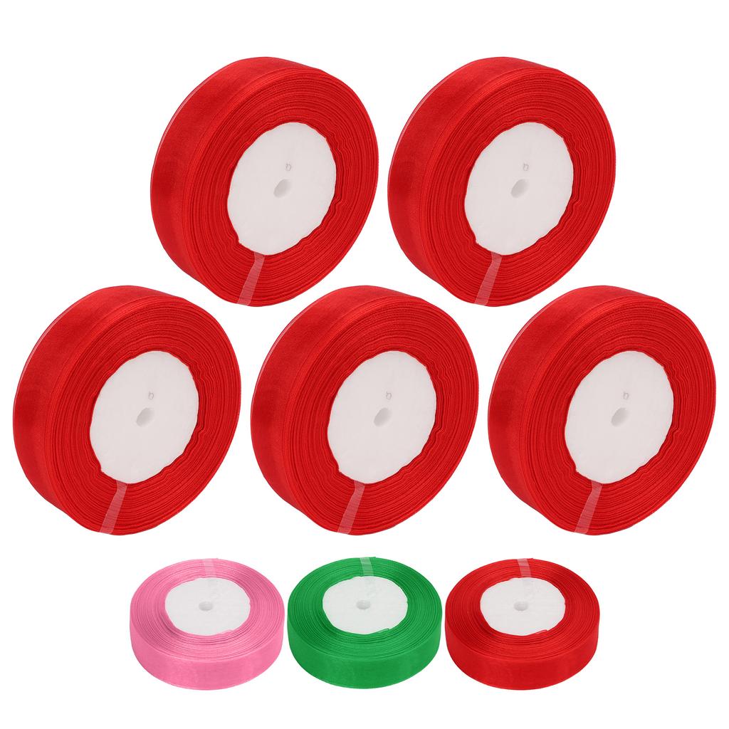 5 Rolls 245 Yards Total Gift Glitter Ribbon 2.5cm Width Polyester Metallic Glitter Ribbon Gift Ribbo