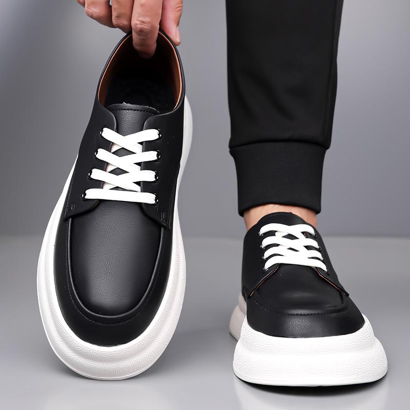 Fashion Lightweight Outdoor Sneakers Non-Slip Comfortable Casual Sports Shoes Thick Bottom Flats Men's Breathable Lace-Up Walking Shoes