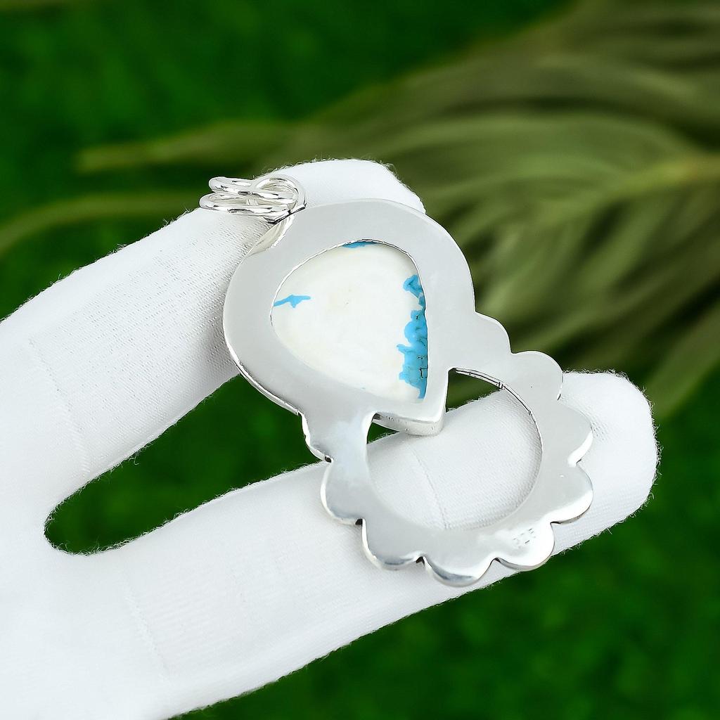 Mothers Day Deal Natural Tibetan Turquoise Pendant Jewelry 925 Sterling Silver
