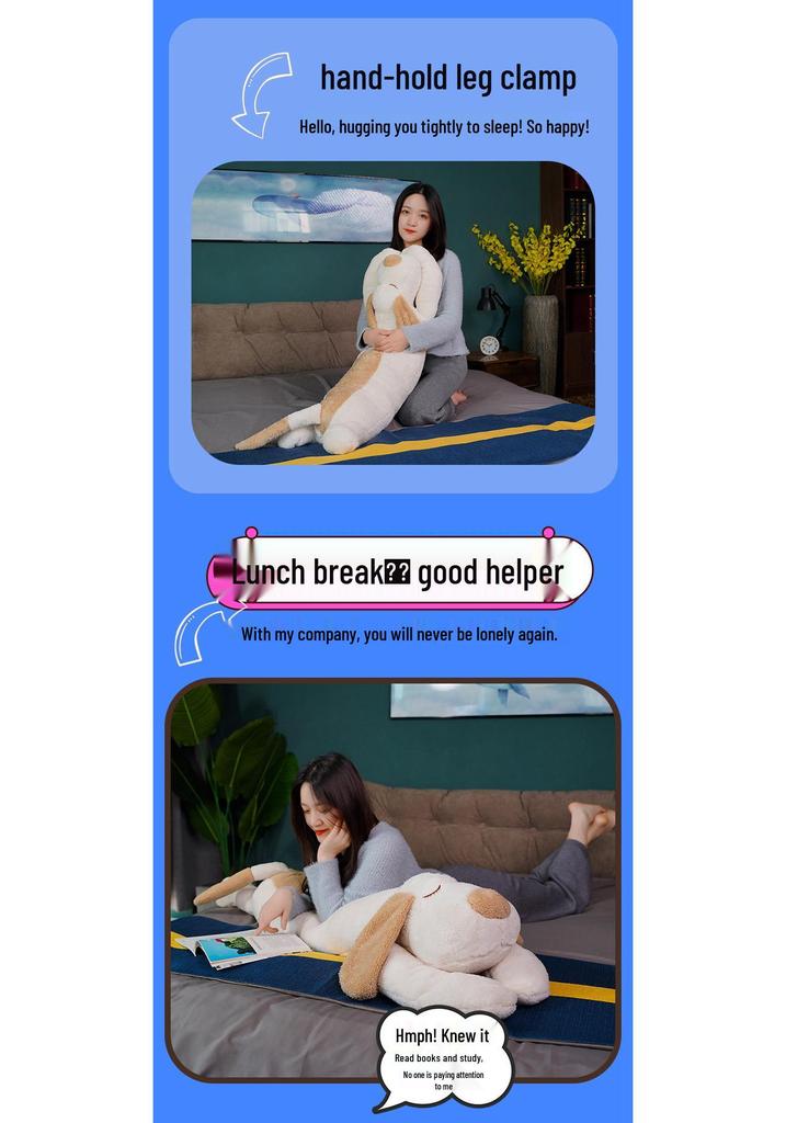Cartoon Dog Long Hugging Pillow Plush - Big Dog Bed Soothing Doll