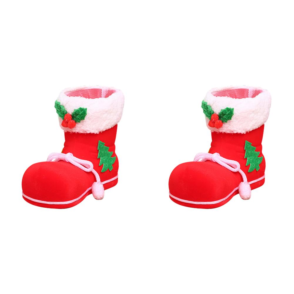 Christmas Socks Candy Boots With Small Bells Holiday Gift Bags Christmas Trees Santa Claus Boots For Fireplace Decoration