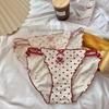 Milky Fufu Gentle Polka Dot Panties: Women's High Cut Bow Ruffle Lace-Edged Seamless Thong