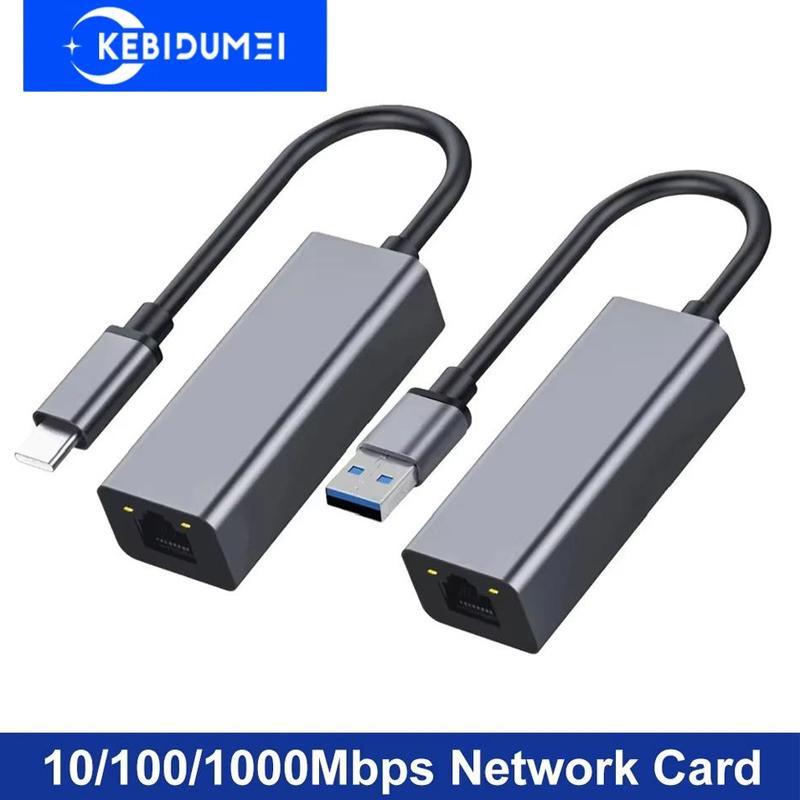 1G USB Ethernet Adapter 1000Mbps USB3.0 Lan Network Card USB C to RJ45 Internet Adapter for Laptop PC Windows Mac OS USB-A/C