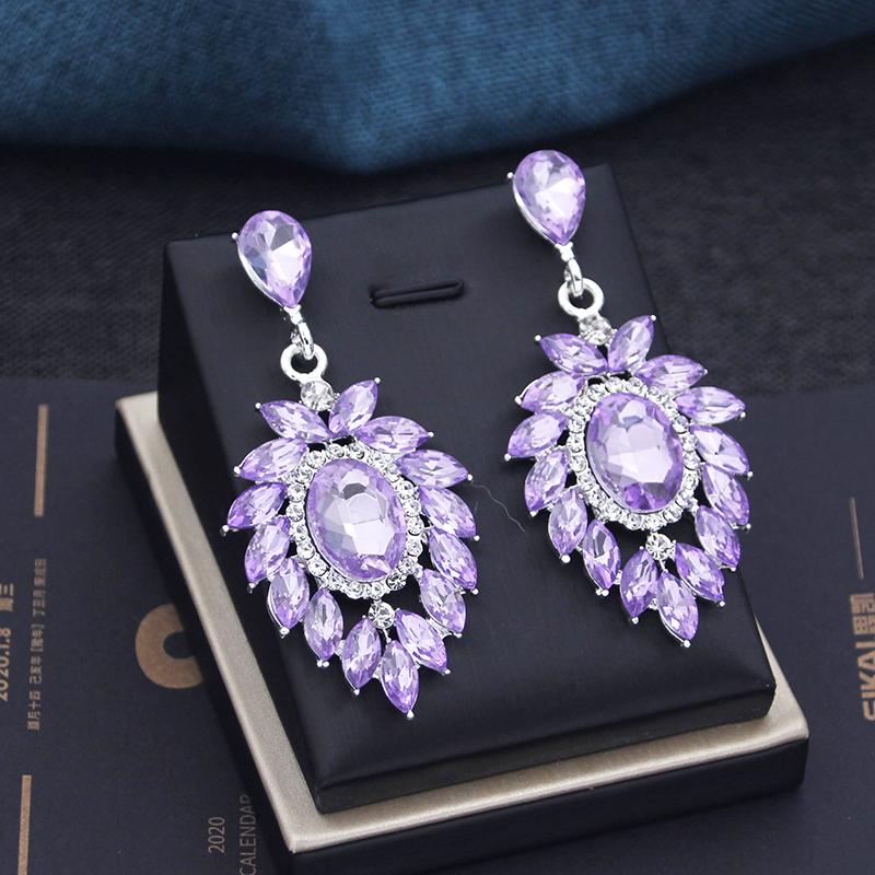 Gorgeous Rhinestone Crystal Dangle Earrings for Women Chunky Hypoallergenic Earrings Gift Jewelry Fashion