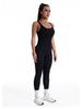 Seamless Ribbed V-Neck Backless Jumpsuit with Double Straps - Women’s Sport Body Shaping & Butt Lifting Yoga Suit