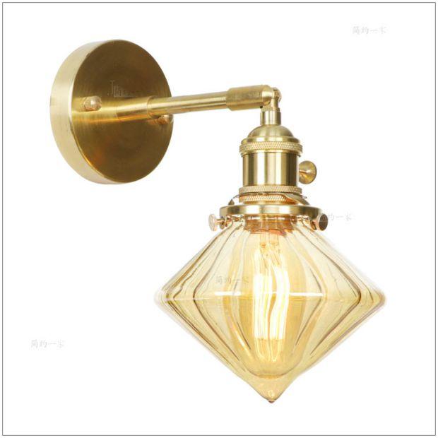 Nordic Modern Copper LED Wall Lamp Bedroom Bathroom Mirror Light Glass Ball Edison Retro Wall Lights Sconces
