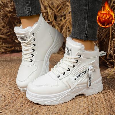 Fashion Women Snow Boots Designer Casual High Top Shoes Women 2025 New Winter Plush Warm Shoes Comfortable Lace-up Sports Boots Women
