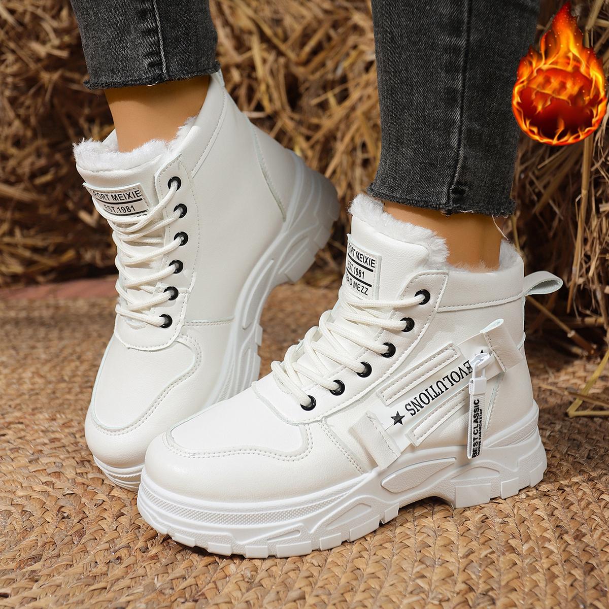 

Модные женские зимние ботинки Дизайнерские повседневные высокие кроссовки Женские 2025 Новые зимние плюшевые теплые ботинки Удобные спортивные ботинки на шнуровке Женские 43 бежевый