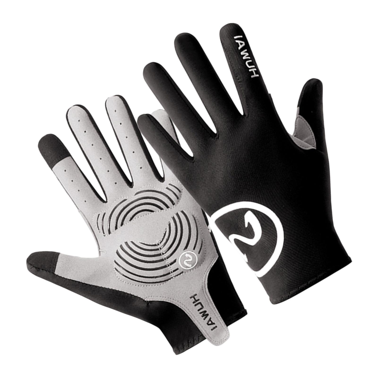 

Full Finger Cycling Gloves Anti-Shocking Padded Palms Antislip Touchscreen Mountain Bike Padded Gloves for Men Women L чёрный