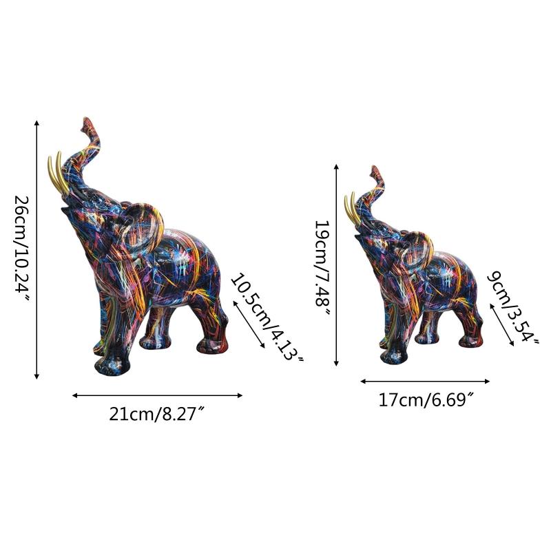 Kolorowa statua słonia żywica zwierzęca rzeźba dekoracja szczęśliwe figurki słonia dropshipping