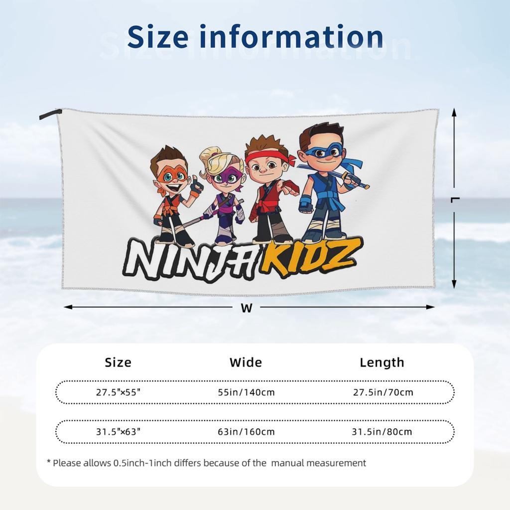 Asciugamano da Spiaggia Ninja Kidz Morbido Microfibra Asciugatura Rapida Assorbente Asciugamani Rapidi Per Bagno