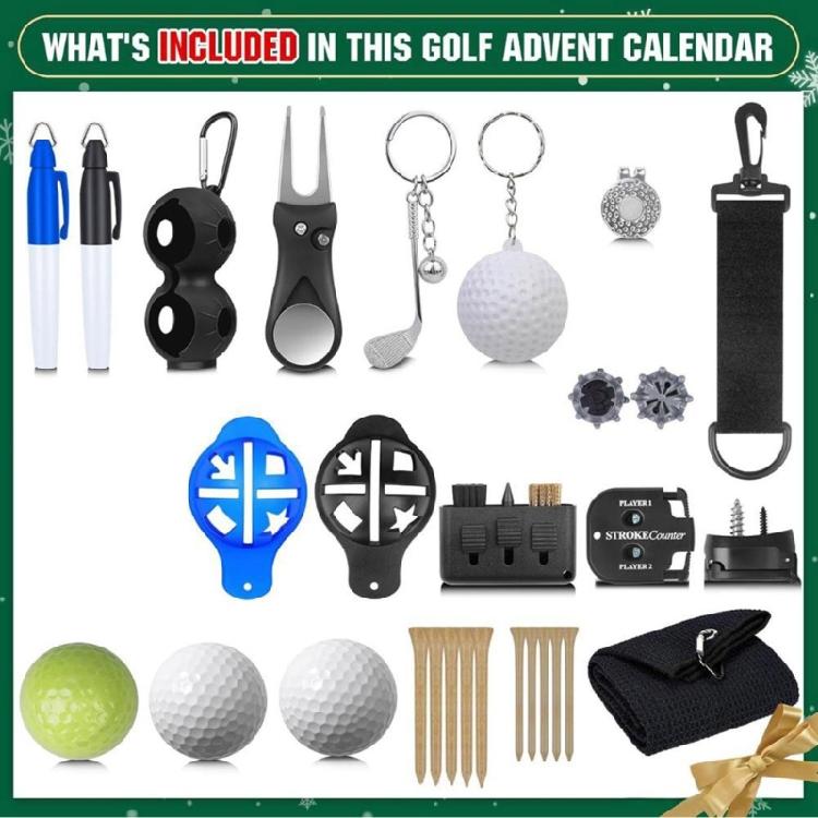 Golf Enthusiast Advent Calendar Durable Sustainable Plastic Design With Daily Reveals For Wall Or Door Decoration