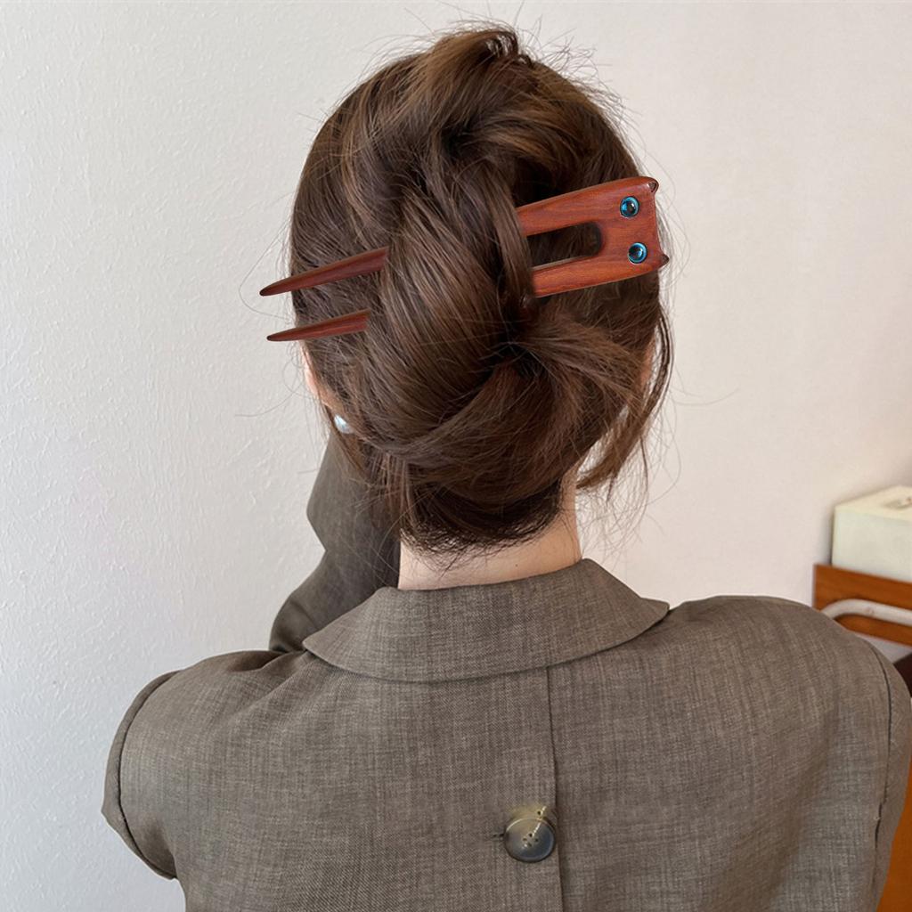 Wood Cats Hair Accessory Multifuntional Fashion Hair Jewelry Unique Cats Hairpin Wood Texture Suitable for Any Outfit
