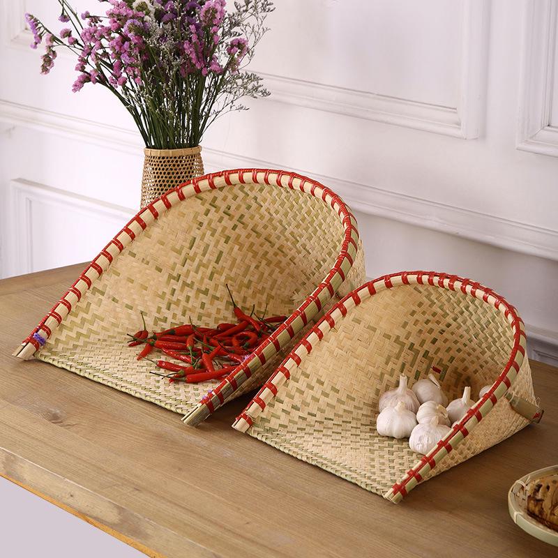 Handmade Bamboo Winnowing Basket and Dustpan Set - Ideal for Rice, Grains, and Tea Scooping.