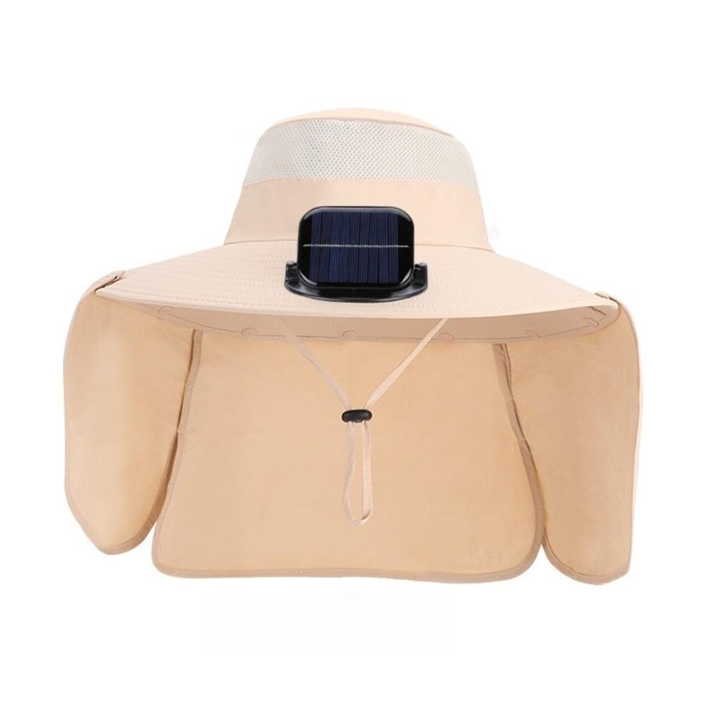 with Shawl Solar Fan Hat Waterproof Fishing Hat Gift Wide Brim Hat  Fishing Activities