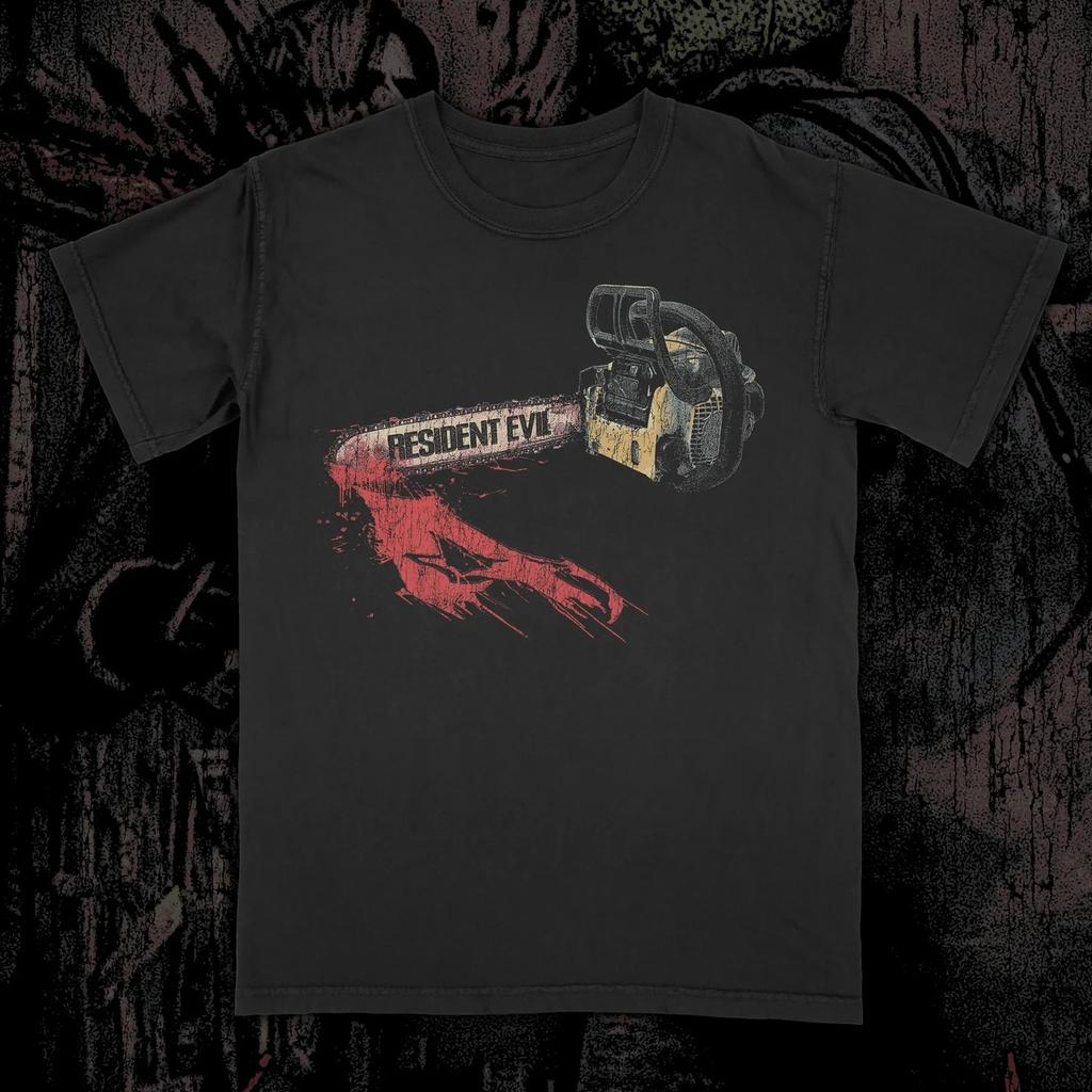 2026 Resident Evil 4- Saw Printed Short Sleeve, Men's and Women's Summer Cotton Comfortable Loose Fashion Roundneck Top T-shirt