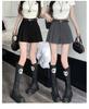 Women's Gray Pleated Shorts Skirt: High-Waist, Slimming, A-line, Wide-Leg Hot Pants for Summer 2025.