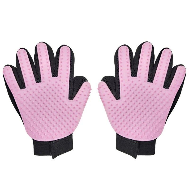 

2 шт., перчатки для ухода за домашними животными, эффективный массаж для собак, кошек, перчатки для удаления шерсти, мягкая щетка для чистки собак, cepillo para perro розовый