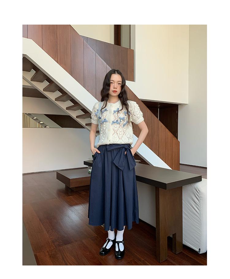 2025 Early Spring French Bow A-Line Skirt C3626: Gentle, Elegant, Large-Swing Design